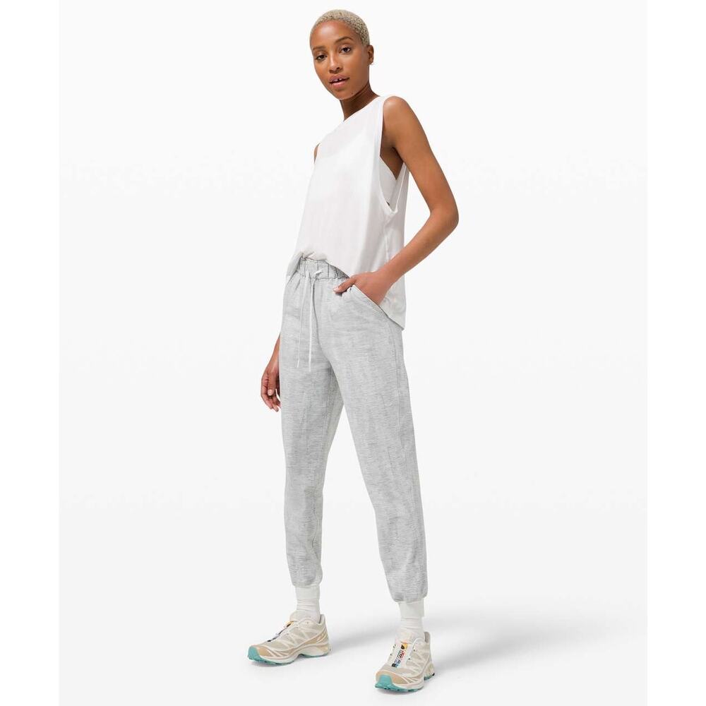 Lululemon High Rise Jogger Linear Tempo Jacquard Silver Drop Vapor 6